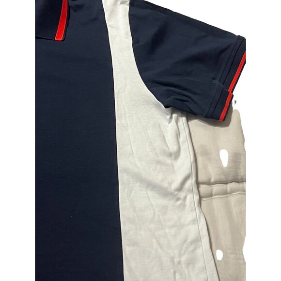 Bugatchi Polo Shirt Men's Size Medium Red White Blue Comfort Stretch Excellent V - Picture 2 of 5